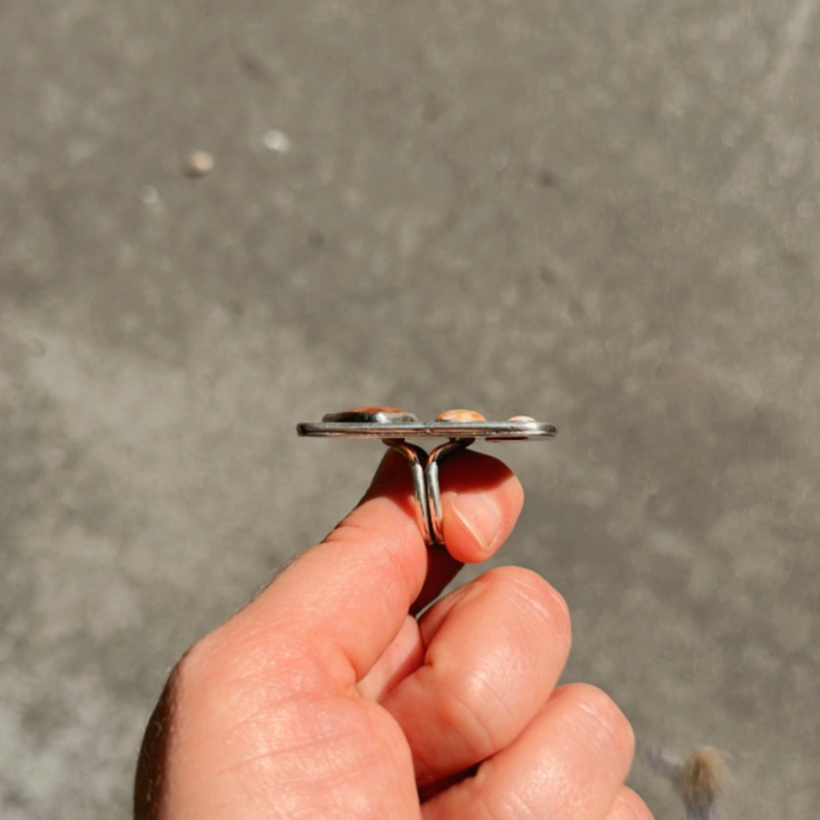 Sunstone, Fawn Jasper, & Angel Coral Ring size 8
