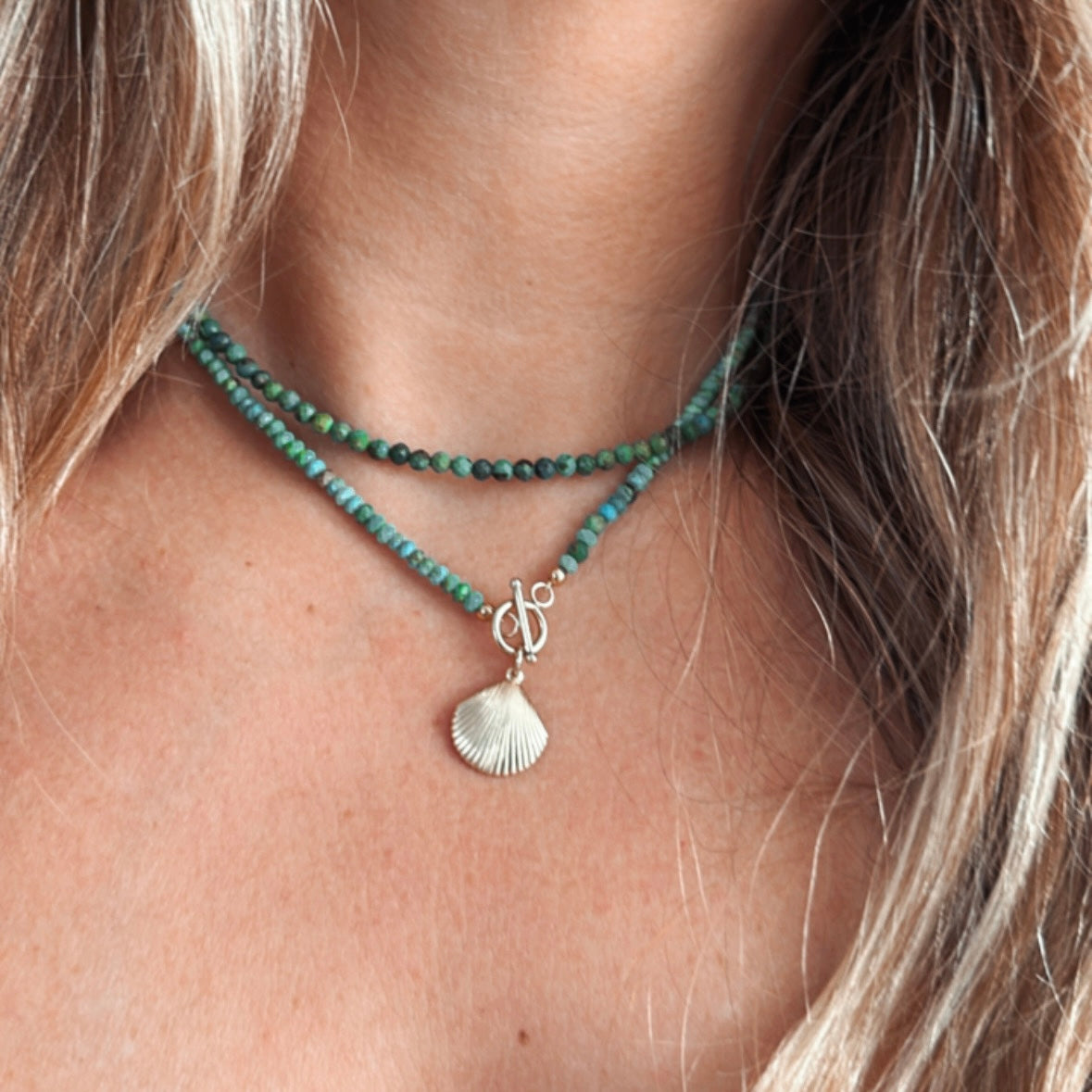 Turquoise Seashell π Charm Necklace