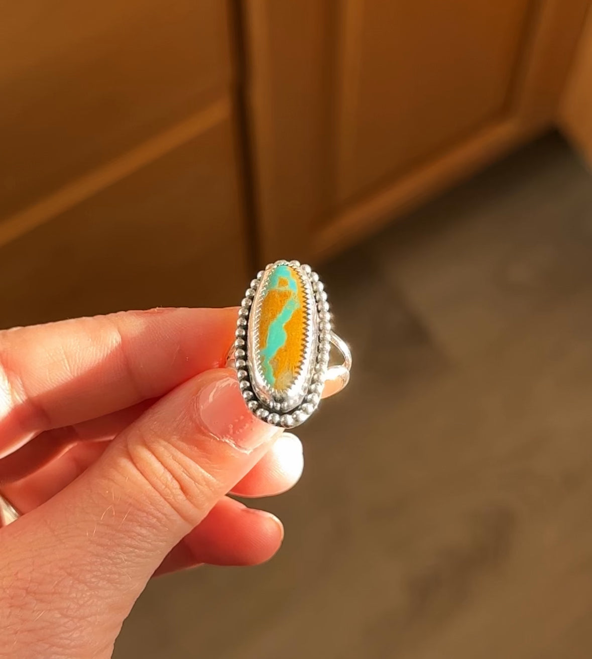 Royston Ribbon Turquoise Ring Size 6.25