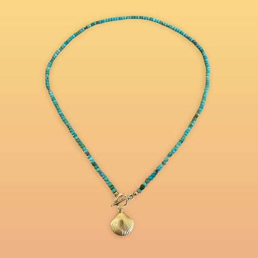 Turquoise Seashell 🐚 Charm Necklace
