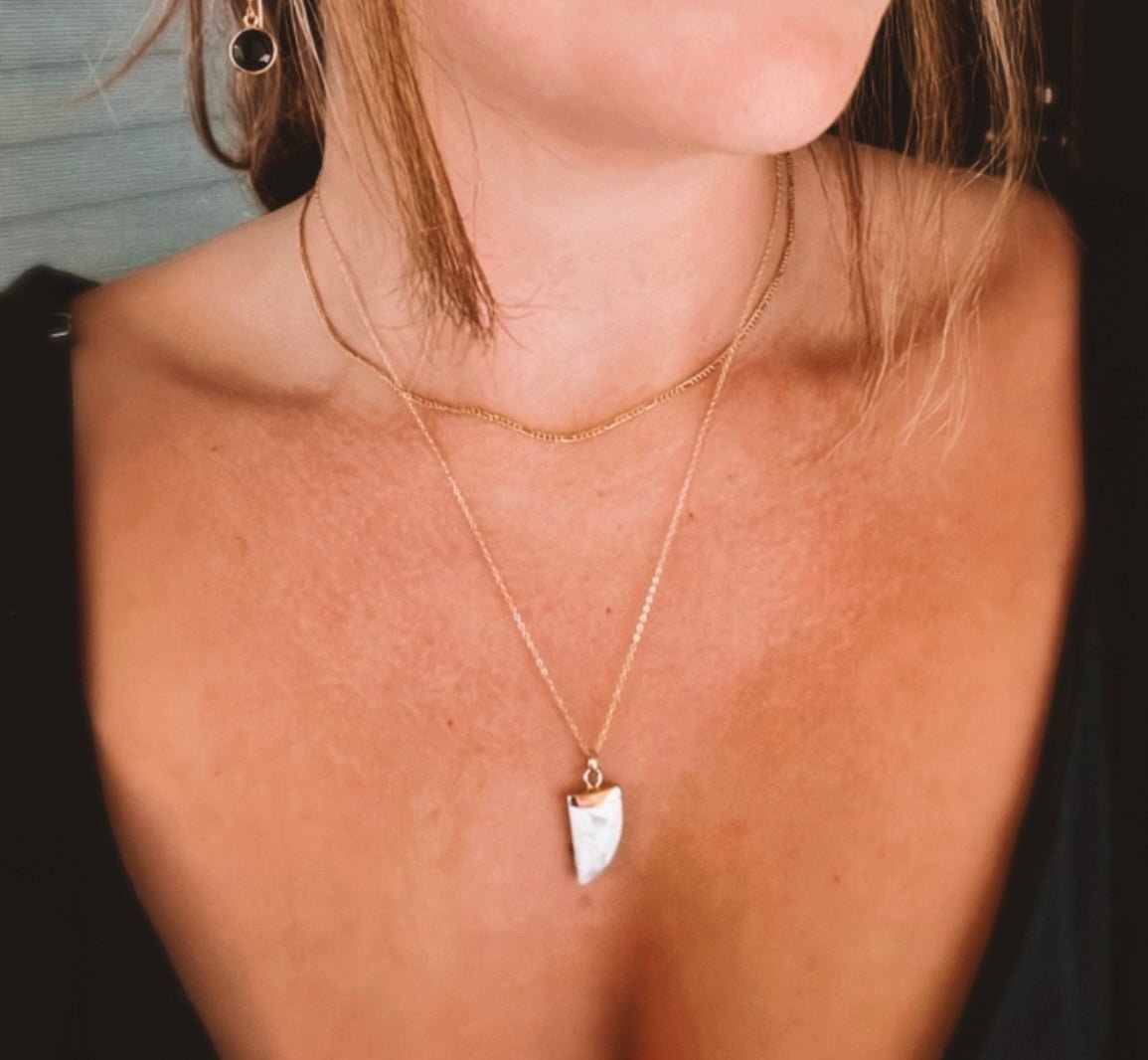 Howlite Horn Necklace - Pretty Outlaw Jewelry