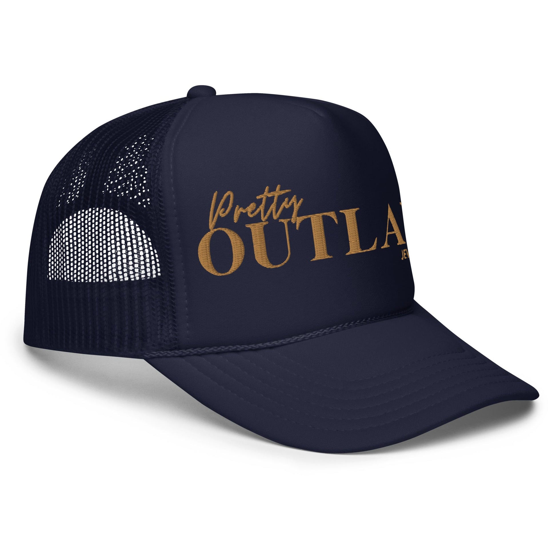 Navy and Old Gold Trucker hat - Pretty Outlaw Jewelry