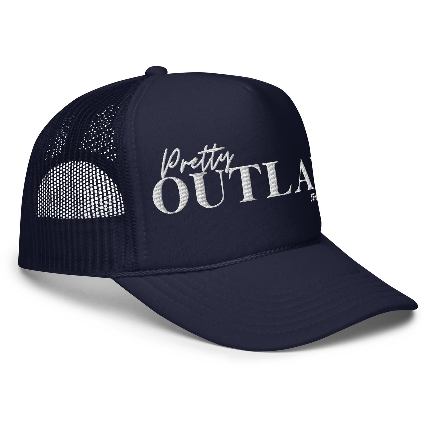 Navy and White Trucker Hat - Pretty Outlaw Jewelry