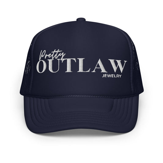 Navy and White Trucker Hat - Pretty Outlaw Jewelry